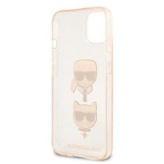 Karl Lagerfeld KLHCP13SKCTUGLGO hard silikonové pouzdro iPhone 13 Mini 5.4" gold Glitter Karl`s & Choupette