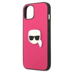 Karl Lagerfeld KLHCP13SPKMP hard silikonové pouzdro iPhone 13 Mini 5.4" pink Leather Ikonik Karl`s Head Metal