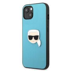 Karl Lagerfeld KLHCP13SPKMB hard silikonové pouzdro iPhone 13 Mini 5.4" blue Leather Ikonik Karl`s Head Metal