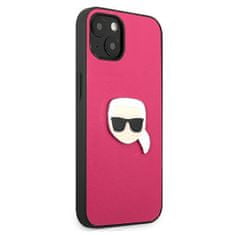 Karl Lagerfeld KLHCP13SPKMP hard silikonové pouzdro iPhone 13 Mini 5.4" pink Leather Ikonik Karl`s Head Metal