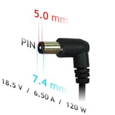 Akyga AK-ND-46 napájecí adaptér 120W pro notebooky HP / Compaq - 18.5V/6.5A 7.4x5.0mm + pin