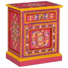 Vidaxl Noční stolek z masivního mangovníku ručně malovaný růžový