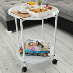 ATAN Příruční stolek s kolečky DERIN - bílá