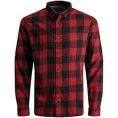 Jack&Jones Pánská košile JJEGINGHAM Slim Fit 12181602 Brick Red (Velikost S)