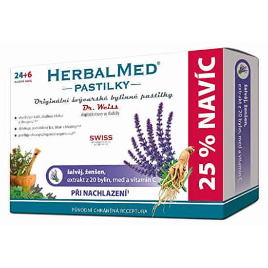 Simply you HerbalMed pastilky Dr. Weiss při nachlazení 24 pastilek + 6 pastilek ZDARMA