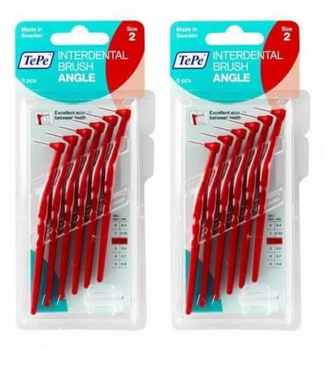 Tepe Mezizubní kartáčky Angle 0,5 mm červený 2 x 6 ks