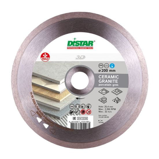 DISTAR Diamantový kotouč Ø 200 CERAMICS GRANITE1,7mm 25,4mm