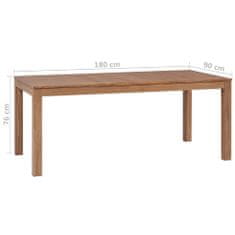 Vidaxl Jídelní stůl masivní teak s přírodním povrchem 180 x 90 x 76 cm