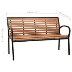 Greatstore Zahradní lavice 125 cm ocel a WPC černá a hnědá