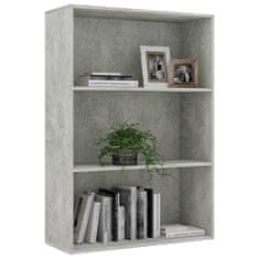 Greatstore 3patrová knihovna betonově šedá 80 x 30 x 114 cm dřevotříska