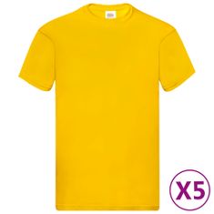 Greatstore Fruit of the Loom Originální trička 5 ks žlutá 3XL bavlna