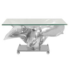 Greatstore Konferenční stolek stříbrný 60x60x30 cm hliník a tvrzené sklo