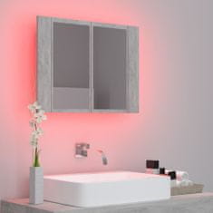 Greatstore LED koupelnová skřínka se zrcadlem betonově šedá 60x12x45 cm