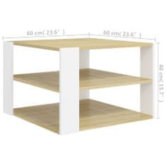 Vidaxl Konferenční stolek dub sonoma a bílý 60x60x40 cm dřevotříska