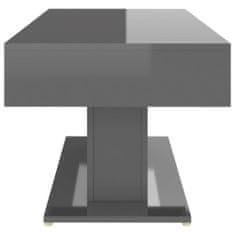 Greatstore Konferenční stolek šedý vysoký lesk 96 x 50 x 45 cm dřevotříska