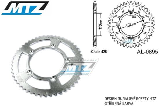 MTZ Rozeta řetězová (převodník) Dural 0895-49zubů MTZ stříbrná - KTM 85SX / 03-24 + 105SX+XC85+XC105 + Husqvarna TC85 / 14-24 + Gas-Gas MC85 () AL-0895-49