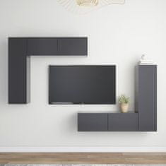 Greatstore 4dílný set TV skříněk šedý dřevotříska