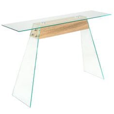 Greatstore Konzolový stolek z MDF a skla 120 x 30 x 76 cm dubový odstín