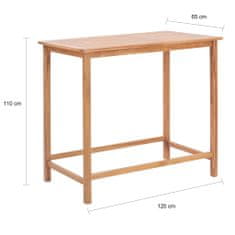 Greatstore Zahradní barový stůl 120 x 65 x 110 cm masivní teakové dřevo