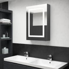 Greatstore LED koupelnová zrcadlová skříňka zářivě šedá 50 x 13 x 70 cm