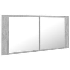 Greatstore LED koupelnová skřínka se zrcadlem betonově šedá 100x12x45 cm