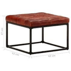 Greatstore Sedací puf tmavě hnědý 62 x 62 x 47 cm pravá kůže