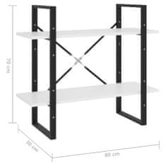 Greatstore Knihovna se 2 policemi bílá 80 x 30 x 70 cm dřevotříska