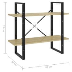 Greatstore Knihovna se 2 policemi dub sonoma 80 x 30 x 70 cm dřevotříska