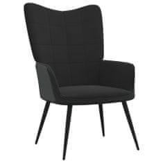 Vidaxl Relaxační křeslo se stoličkou černé samet a PVC