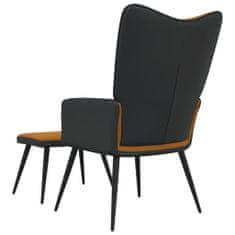 Greatstore Relaxační křeslo se stoličkou hnědé samet a PVC