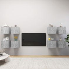 Greatstore Nástěnné TV skříňky 8 ks betonově šedé 30,5 x 30 x 30 cm