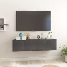 Greatstore Závěsné TV skříňky 2 ks šedé s vysokým leskem 60 x 30 x 30 cm