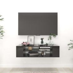 Greatstore Závěsná TV skříňka černá vysoký lesk 100x30x26,5 cm dřevotříska