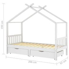 Petromila Rám dětské postele se zásuvkami bílý masivní borovice 90x200 cm