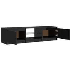 Greatstore TV skříňka s LED osvětlením černá vysoký lesk 140x40x35,5 cm