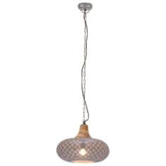 Greatstore Industriální závěsná lampa šedá železo a masivní dřevo 40cm E27