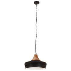 Greatstore Industriální závěsná lampa černá železo masivní dřevo 26 cm E27