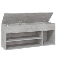 Greatstore Lavice s botníkem betonově šedá 105 x 30 x 45 cm dřevotříska