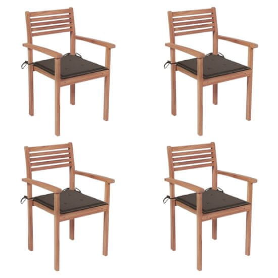 Greatstore Zahradní židle 4 ks taupe podušky masivní teak