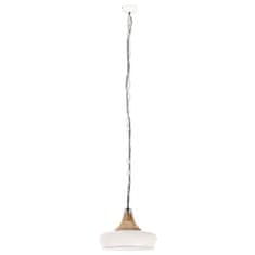 Greatstore Industriální závěsná lampa bílá železo a masivní dřevo 26cm E27