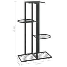 Vidaxl 4patrový stojan na květiny 43 x 22 x 76 cm černý kov