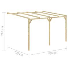 Greatstore Zahradní pergola ke zdi 4 x 3 x 2,1 cm dřevo