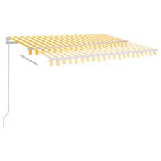 Greatstore Ručně zatahovací markýza s LED světlem 350 x 250 cm žlutobílá