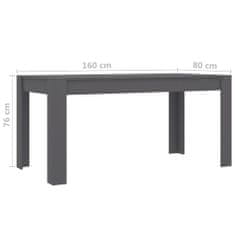 Greatstore Jídelní stůl šedý 160 x 80 x 76 cm dřevotříska