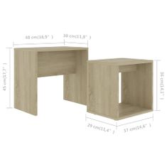 Vidaxl Set konferenčních stolků sonoma dub 48 x 30 x 45 cm dřevotříska