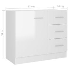 Greatstore Skříňka pod umyvadlo bílá vysoký lesk 63x30x54 cm dřevotříska