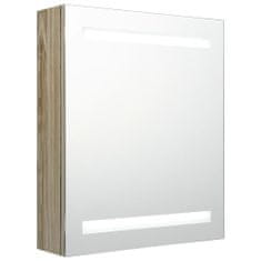 Greatstore LED koupelnová zrcadlová skříňka dub 50 x 14 x 60 cm