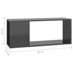 Greatstore TV stolek šedý s vysokým leskem 80 x 24 x 32 cm dřevotříska