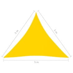 Greatstore Stínící plachta oxfordská látka trojúhelníková 5x5x5 m žlutá