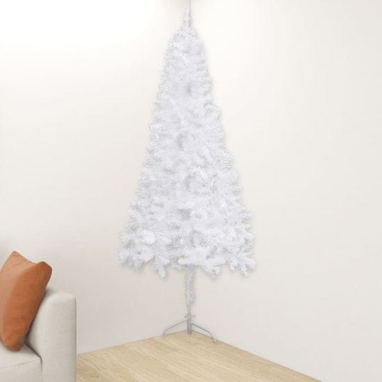 Greatstore Rohový umělý vánoční stromek bílý 210 cm PVC